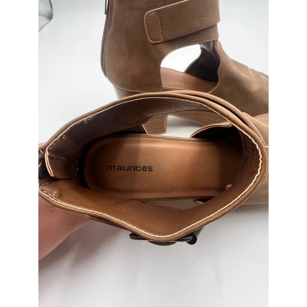 Maurices Waverly Brown Buckle Block Heel Platform Sandals 8.5 209996
